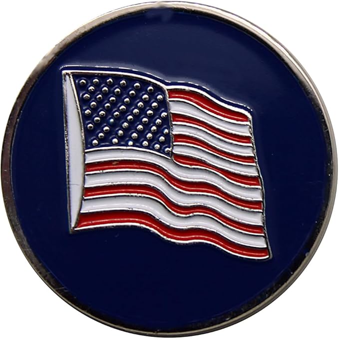 USA Flag Golf Ball Marker with USA Flag Hat Clip