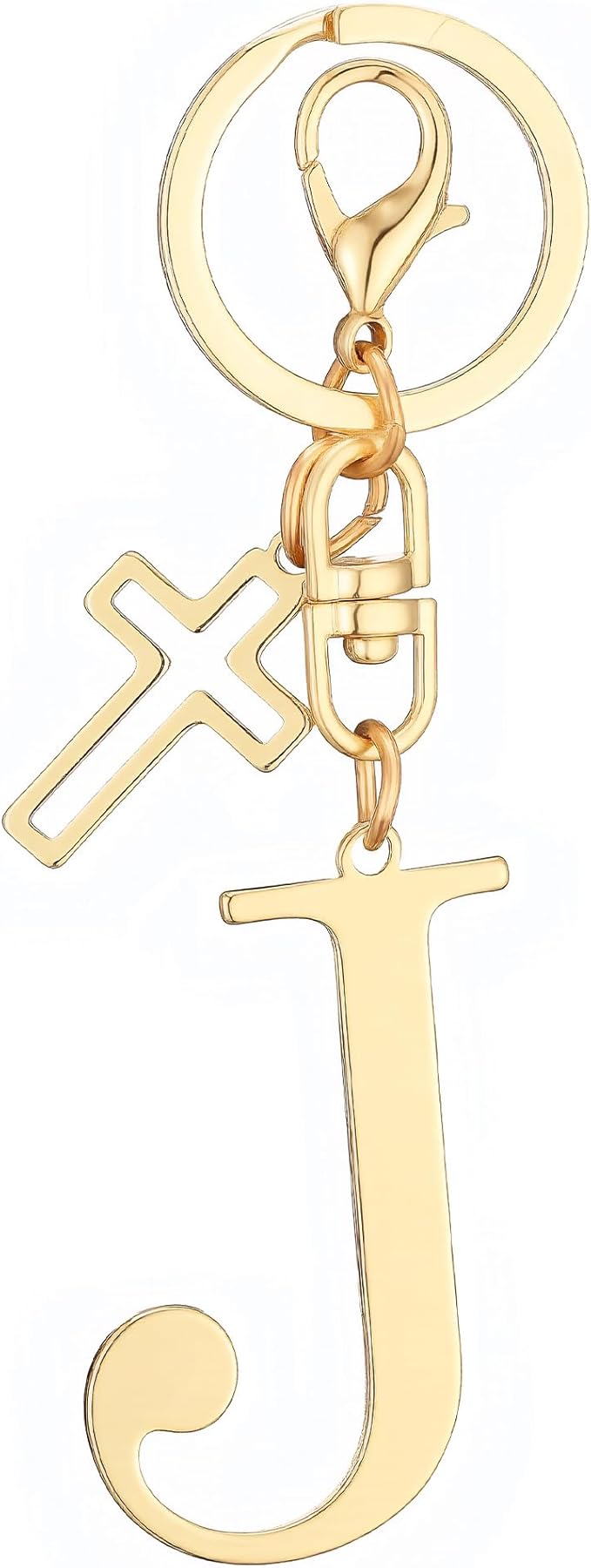 Gold Initial Keychain for Women A-Z Letter Cross Keychains Alphabet Key Chain bag Accessories Gift for Christian
