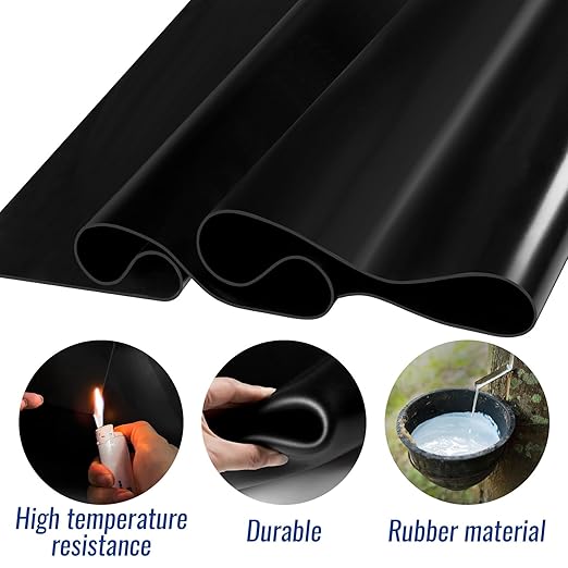 1/8" Thick 80" x 40" Heavy Duty Solid Rubber Sheet, High Temp Silicone Rubber Roll, Waterproof SBR Mat for DIY Pads, Cushioning, Flooring - Black