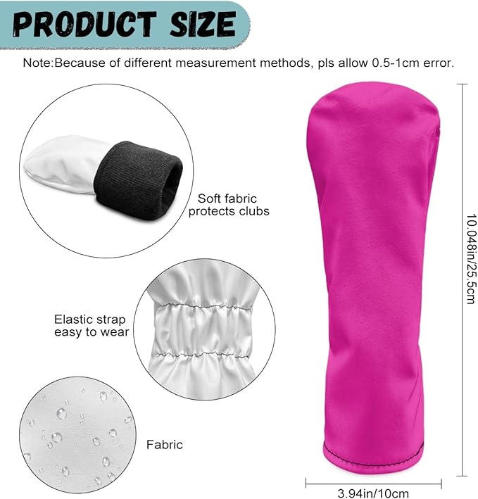 Golf Club Head Covers for Club Protective, Waterproof PU Leather Driver Fairway Wood Hybrid Head Cover