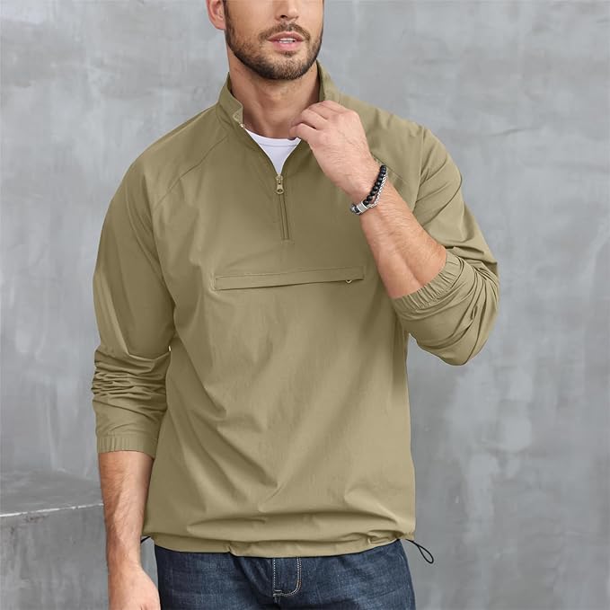Opomelo Men's Athletic Quarter Zip Pullover Golf Hiking Running Lightweight Jacket Workout Sweatshirt With Pocket