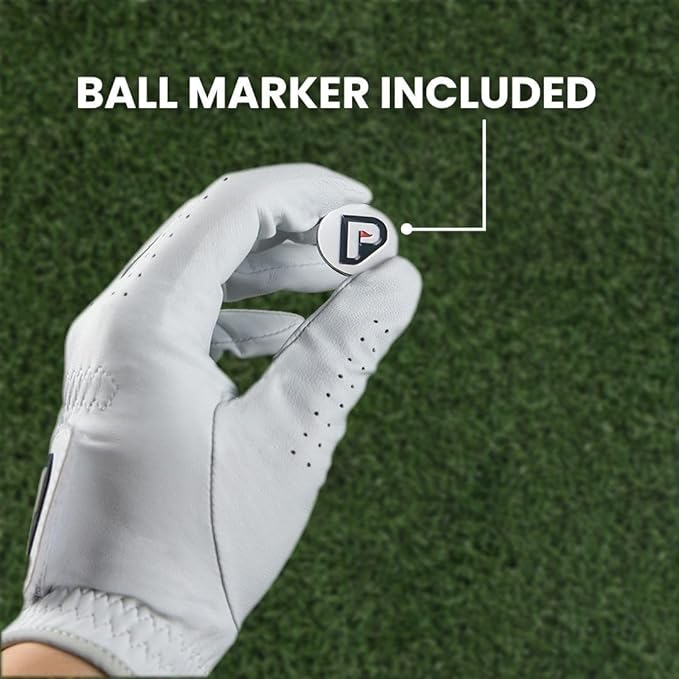 PUR3 Cabretta Leather Golf Gloves Men | Multi-Pack | Real Genuine Ultra Soft Leather Golf Glove | with Ball Marker