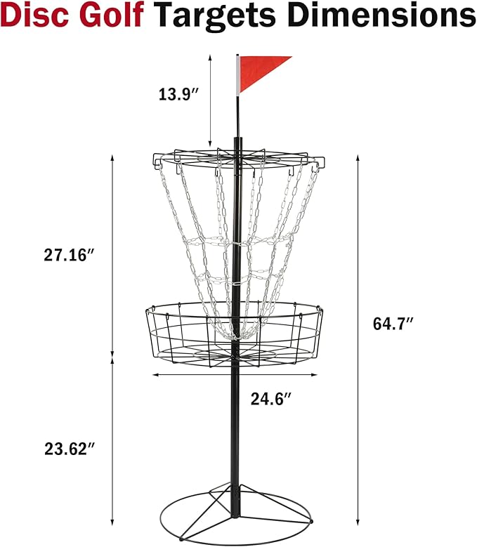 Elevon Disc Golf Targets, 12 Chains Portable Disc Golf Baskets, Metal Flying Disc Golf Practice Goal Baskets