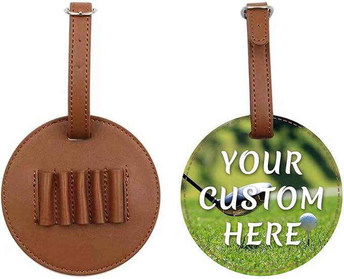 Custom Leather Golf Tee Holder Personalized Golf Bag Tag Customized Golf Accessories for Bag Present for Dad Grandpa Uncle