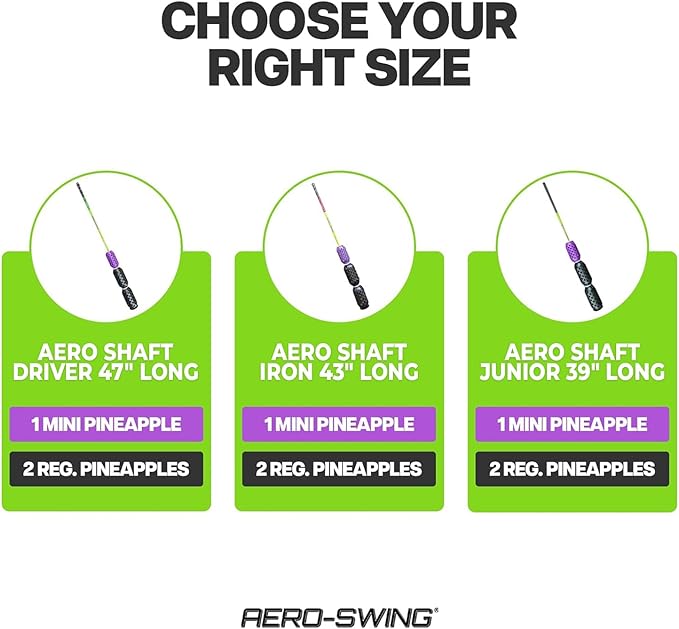 Aero Stiff Shaft, Golf Training Aid and Warm Up Tool, Speed Stick for Golf, Golf Swing Trainer, Improves Swing Speed, Wind Resistance, Adjustable Pineapples, Gain Up to 30 Yards On Your Drive