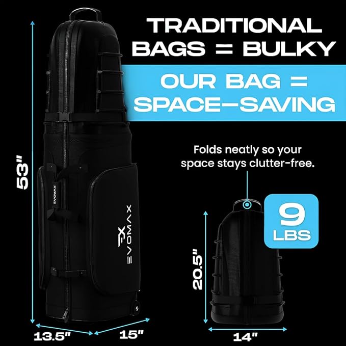 Hard Top Golf Travel Bag for Airlines, 1680D Hard Case Golf Travel Bag with TSA Lock, Wheels, Internal Strap, Grab Handle & Durable Zipper, Collapsible Hard Shell Travel Case for Golf Clubs
