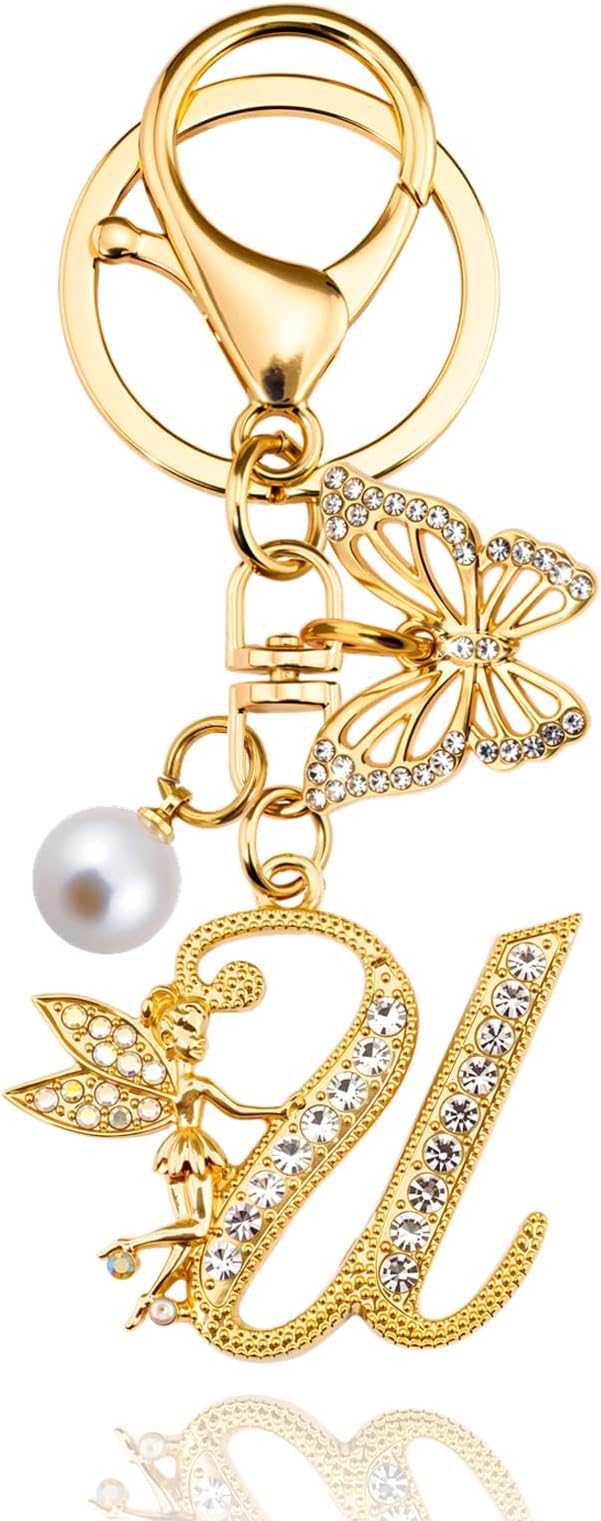 Initial Keychain Bag Charm Women Purse Charms for Handbags Accessories Charm for Wallet Butterfly Pendant for Girls