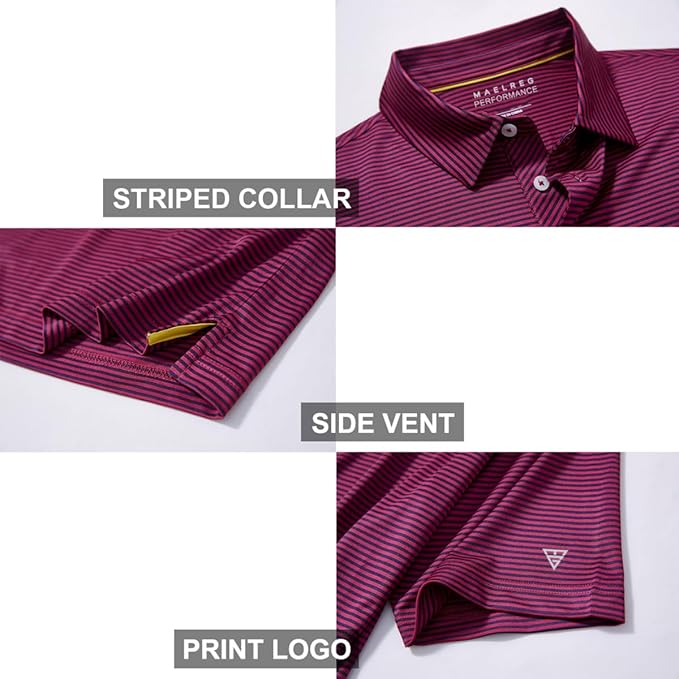 Golf Shirts for Men Dry Fit Short Sleeve Print Performance Moisture Wicking Polo Shirt