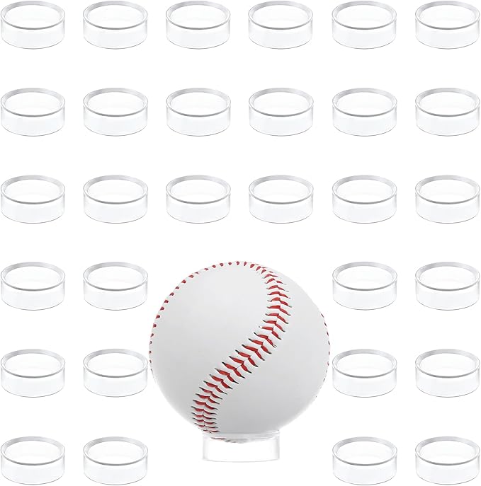 Wyn-MART 30 Pcs Ring Golf Ball Display Case 1.22 Inches Clear Baseball Holder Golf Ball Holder Small Baseball Acrylic Stands Round Ring Stand Acrylic Display Stands for Small Balls, Egg, Spheres