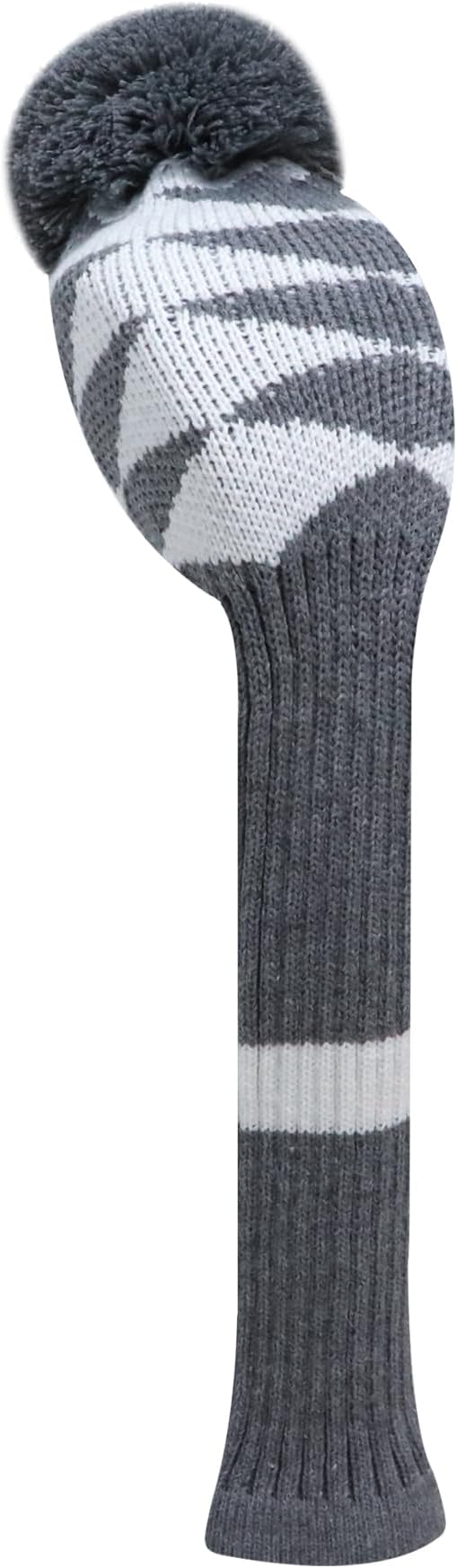 LeFeng 1Pcs Golf Club Cover, Knitted Golf Head Cover for 460cc Driver Fairway Woods and Hybrid with Cute Pom Pom and Number Tag
