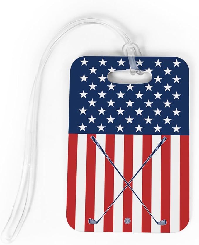ChalkTalkSPORTS Golf Luggage & Bag Tag | USA Golfer | Standard Lines on Back | Medium