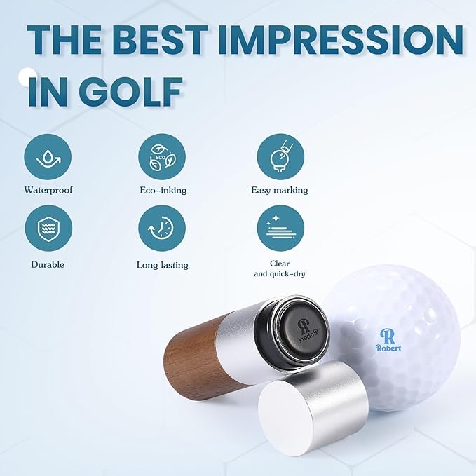 Custom Golf Ball Stamp Personalized Name Monogram Golf Ball Stamper Waterproof Golf Ball Marker Accessories Gifts for Men, Dad, Golfers