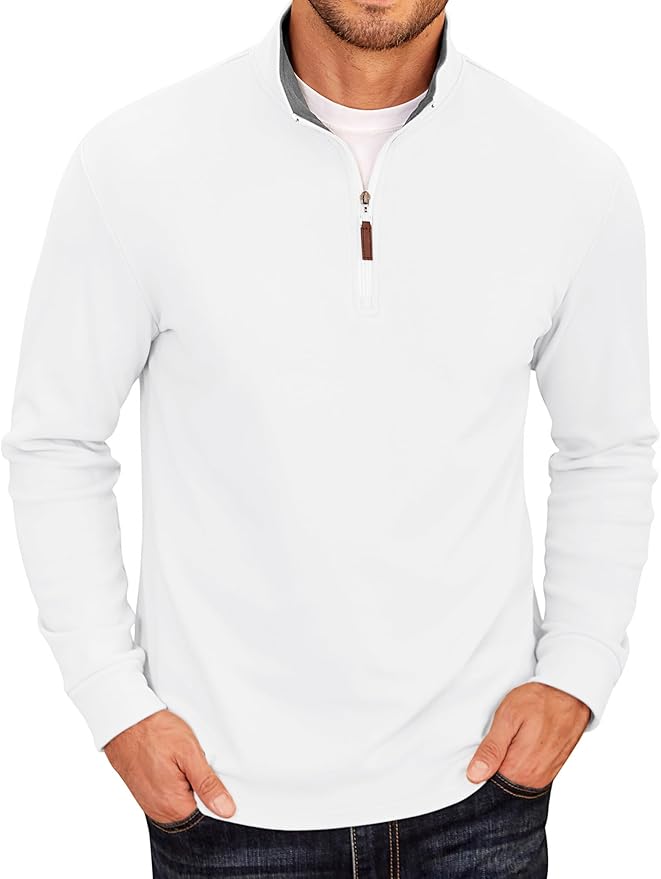 COOFANDY Men's Fleece Quarter Zip Pullover Long Sleeve Mock Neck Sweatshirt