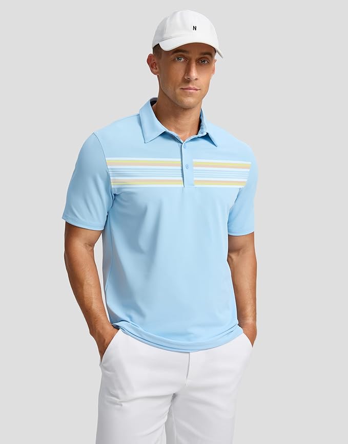 Men's Golf Shirts Dry Fit Moisture Wicking Performance Short Sleeve Collared Polo Shirts for Casual Athletic Business