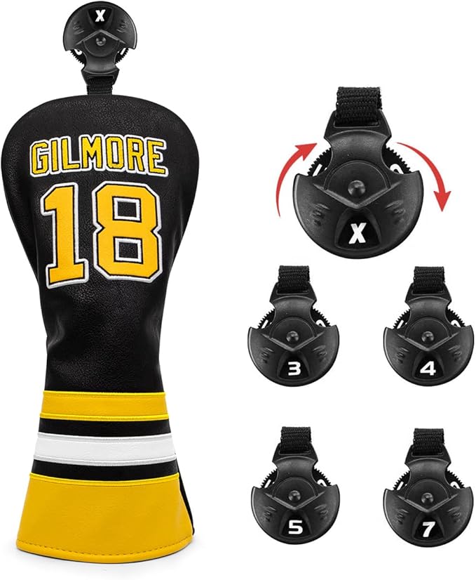 Golf Headcovers Happy Gilmore Golf Club Head Covers Advanced Embroidery Premium Leather Driver Headcover Fairway Wood Covers Hybrid Head Covers, Golf Mallet Blade Putter Cover
