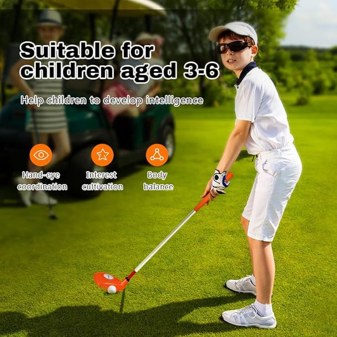 Kids Golf Clubs Set Children Golf Set Yard Sports Tools Three Clubs with Carry Bag and Soft Balls
