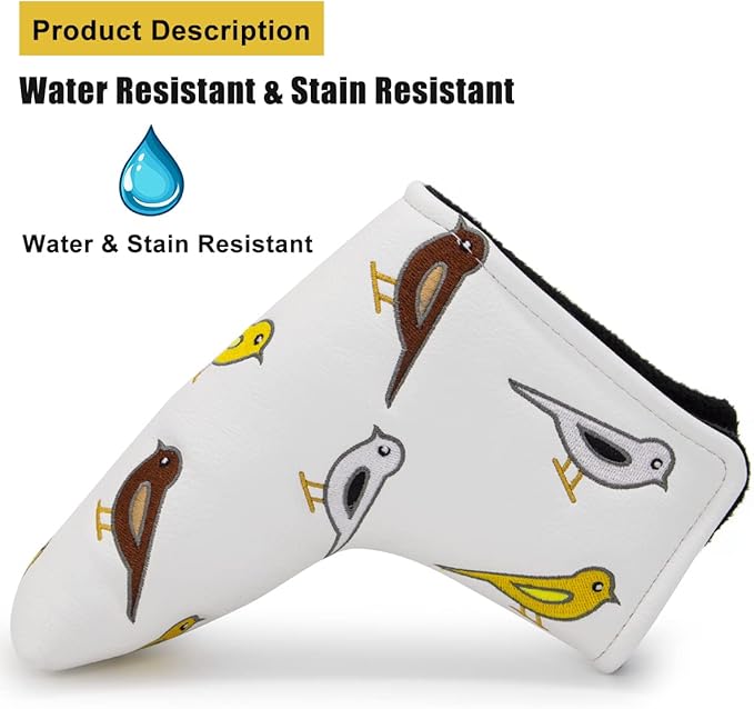 Golf Club Head Covers Birdie Driver Headcovers Fairway Wood Covers Hybrid Cover Elegant Embroidery Premium Leather Golf Mallet Blade Putter Cover
