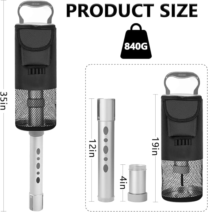 HOW TRUE Shag Bag for Golf Balls, Golf Ball Retriever with Detachable Aluminum Alloy Tube, Golf Shag Bags, Hold up to 70 Balls