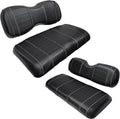Golf Cart Seat Covers fits Club Car Precedent/DS/EZGO RXV/TXT/Yamaha Front Rear Seat Cushion，Black Leather Custom Stripe Soft Comfortable/Anti-Scratch/Easy to Clean