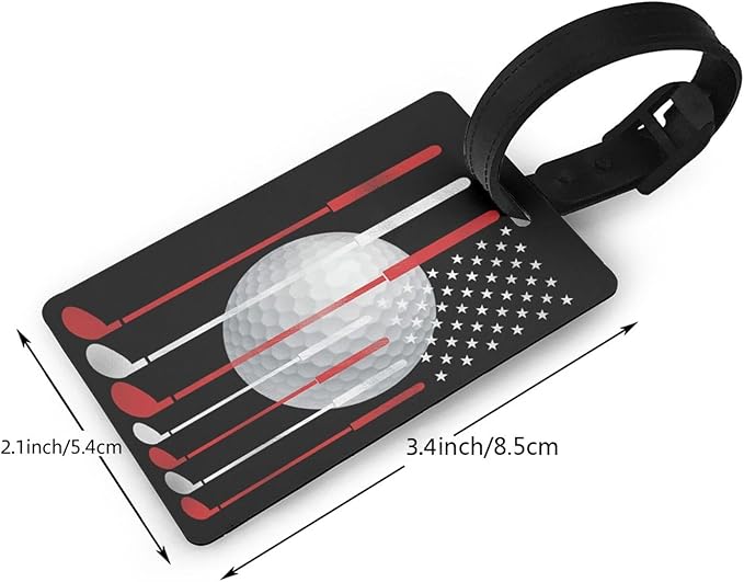 Golf American Flag Luggage Tag Suitcase Identify Labels Personalized Travel Bag Tag 2.5X4.1Inch