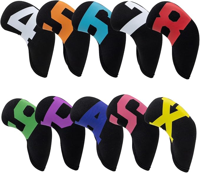 Golf Iron Covers with Colorful Number Neoprene Golf Iron Head Cover,Golf Club Head Covers for Iron Fit All Brands Golf Irons Headcovers 4/10pcs