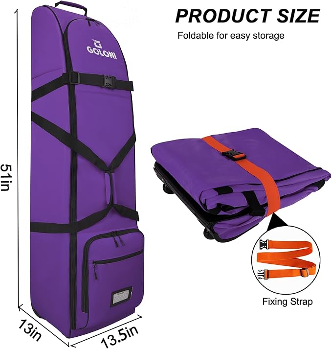 Goloni Golf Travel Bag with Wheels, Golf Travel Case for Airlines, 900D Heavy Duty Oxford Wear-Resistant Soft-Sided