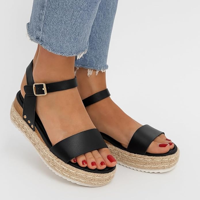 CUSHIONAIRE Melissa Espadrille Platform Sandals For Women with Adjustable Ankle Strap and Memory Foam Insole-Comfortable Womens Sandals for Summer