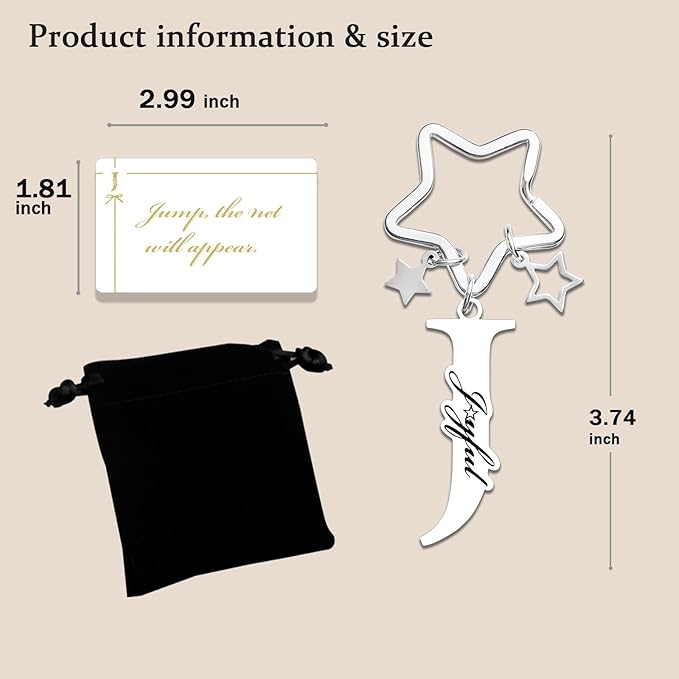 Qunrwe Stainless Steel Initial Letter A-Z Keychain,Inspirational Gifts for Women Men Friends Daughter Son Sister Dad Mom