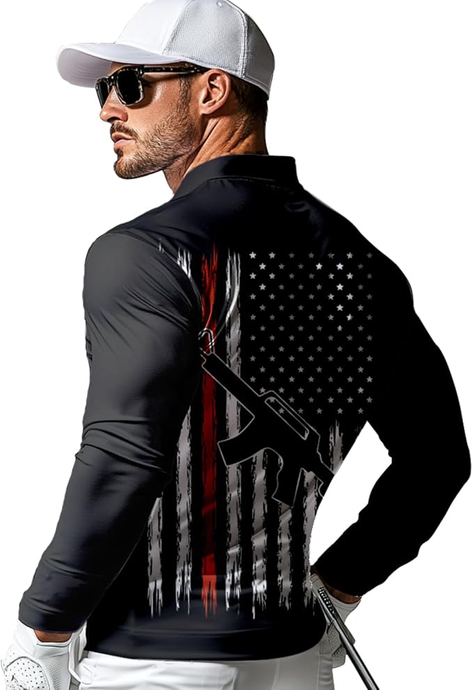 Men's Long Sleeve Golf Shirt Quick Dry 3 Button Work Fishing Outdoor Casual Collar Shirt