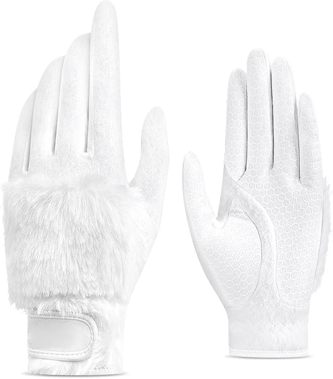 Women's Golf Gloves, Plush Thickened Imitation Rabbit Fur, Warm, Comfortable, Non-Slip