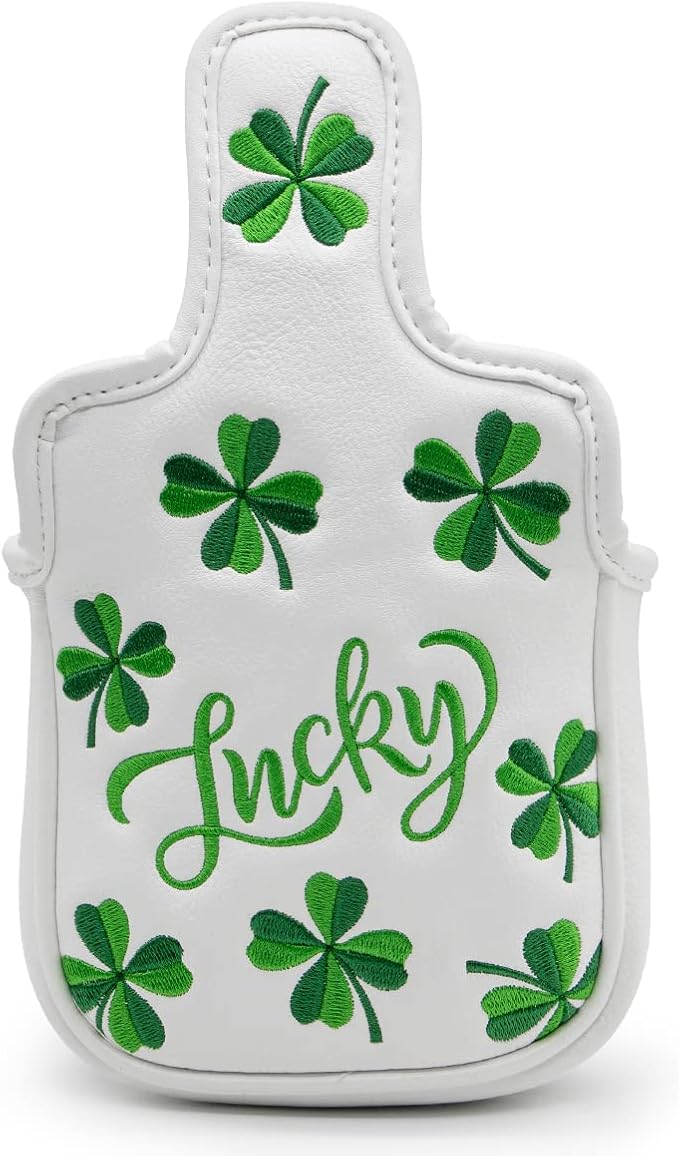 Golf Headcovers Live Lucky Golf Driver Covers Advanced Embroidery Fairway Wood Covers Hybrid Covers Mallet Blade Putter Head Covers Premium Leather Shamrock Golf Club Covers