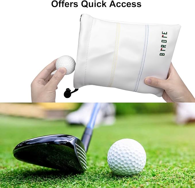 Golf Valuables Pouch, Leather Golf Tee Pouch with Drawstring Closure Golf Ball Tee Handbag Portable Golf Accessories