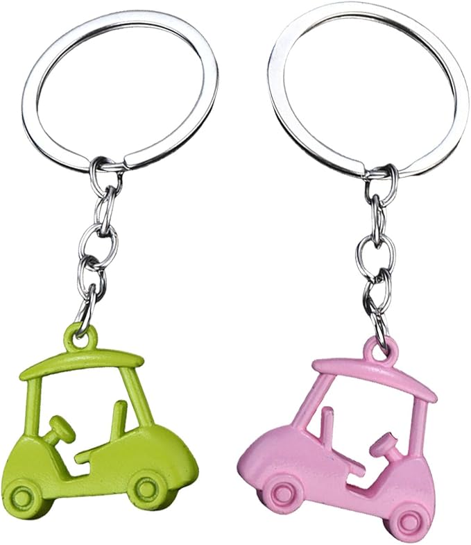 Pack Of 2 Zincs Alloy Realistic Golf Cart Keychains Golf Themed Holder Lightweight For Keys Bags Accessories