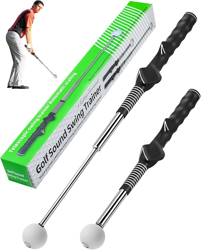 Retractable Golf Swing Training Aid, Golf Grip Trainer for Strength & Tempo Training for Chipping Hitting, Warm Up Golf Training Equipment & Golf Accessories