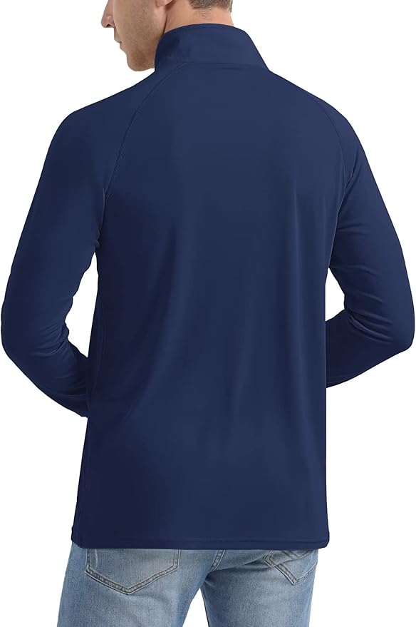 MAGCOMSEN Men's Long Sleeve Sun Shirts UPF 50+ Tees 1/4 Zip Up Fishing Running Rash Guard T-Shirts Outdoor Shirt