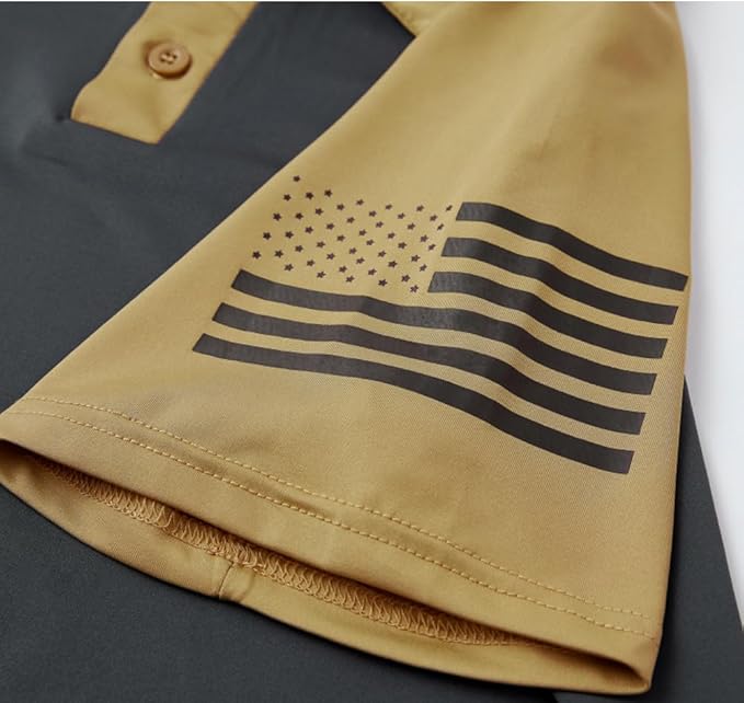 HARGLESMAN Men's 1776 Independence Day American Flag Short Sleeve Polo Golft Shirt(S-3XL)