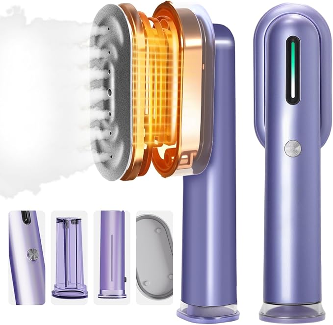 Steamer for Clothes, 2-in-1 Portable Handheld Garment Steamer & Iron with Self-Cleaning, 1200W Powerful & 30s Fast Heat-Up, Large Ceramic Panel, for Travel, Home and Office Use Mini, Purple