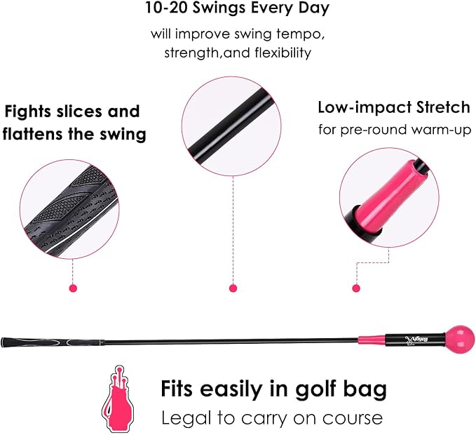 Golf Swing Trainer Aid 48"/40" Warm-Up Stick for Strength Flexibility Tempo Training Golf Practice Aid with Weighted Head Swing Corrector for Men Women