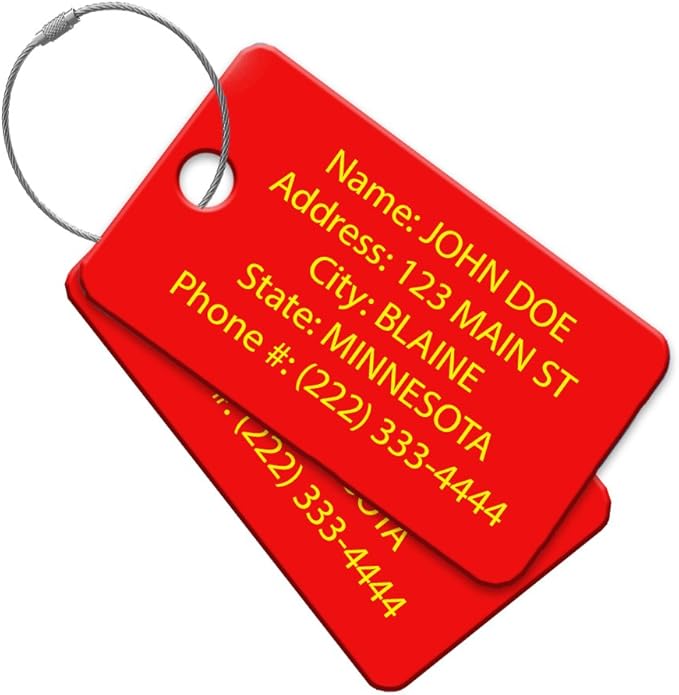 Personalized Luggage Tags – High-Impact Travel Tags for Suitcases, Backpacks & Luggage Sets, Durable Acrylic with Wire Ring Loop for Easy Attachment