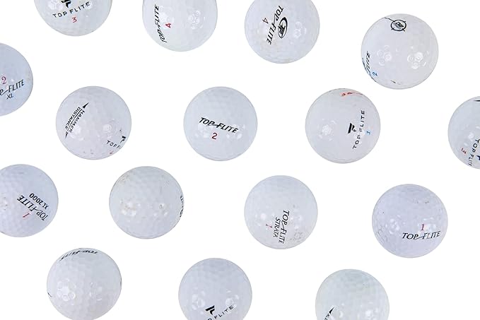 Clean Green Golf Balls Recycled & Used Top Flite Golf Balls - 48 Pack, Good Condition, Great Distance - Includes Mesh Carrying Bag