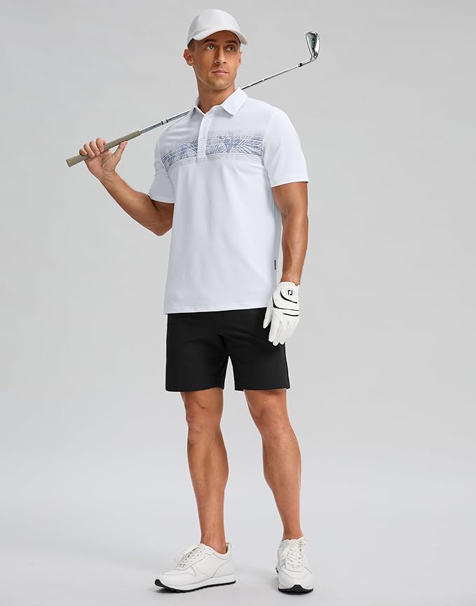 Men's Golf Shirts Dry Fit Moisture Wicking Performance Short Sleeve Collared Polo Shirts for Casual Athletic Business