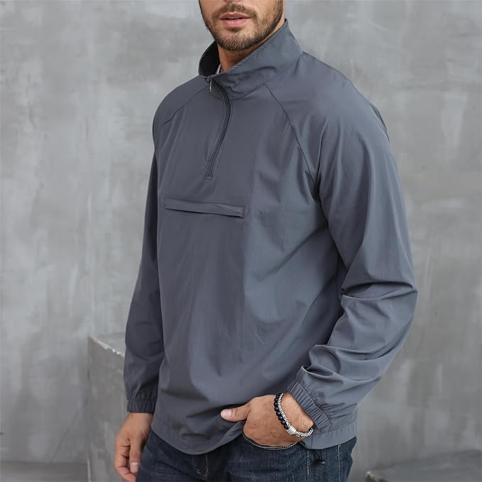 Opomelo Men's Athletic Quarter Zip Pullover Golf Hiking Running Lightweight Jacket Workout Sweatshirt With Pocket