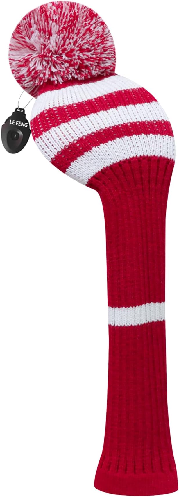 LeFeng 1Pcs Golf Club Cover, Knitted Golf Head Cover for 460cc Driver Fairway Woods and Hybrid with Cute Pom Pom and Number Tag