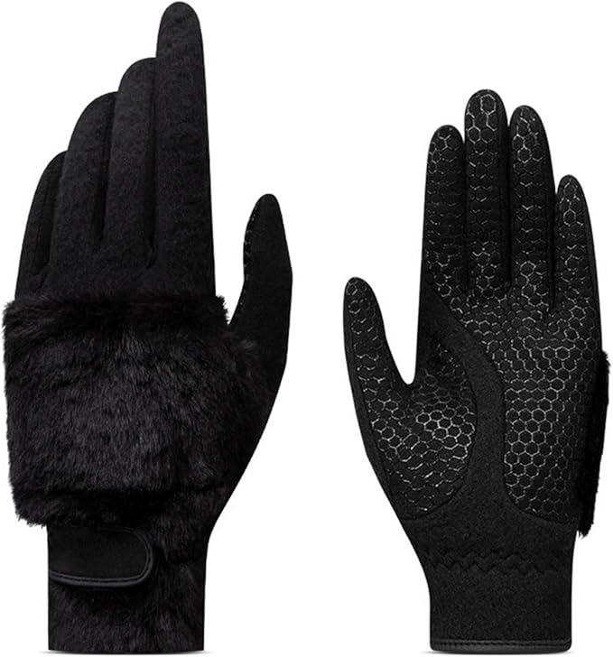 Women's Golf Gloves, Plush Thickened Imitation Rabbit Fur, Warm, Comfortable, Non-Slip
