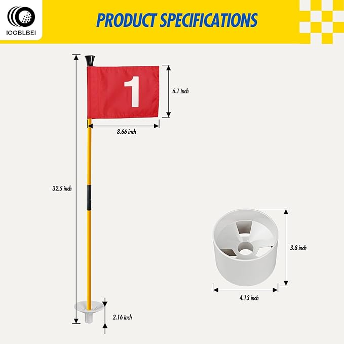 Golf Flagstick, 3ft Golf Flag Putting Green Flags & Golf Pin Flag Hole Cup Set, Portable 2 Section Design for Home Yard Backyard Driving Range, Numbered Golf Flags for Golfer Build Own Course