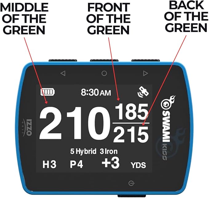 Swami KISS 2.0 Handheld Golf GPS Ragnefinder with Integrated Magnets - Blue