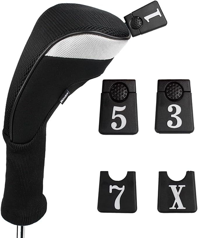 Andux 6pcs/Set Golf Club Head Covers Woods Drivers Fairway Hybrid Set Long Neck (3 Hybrid + 3 Woods)