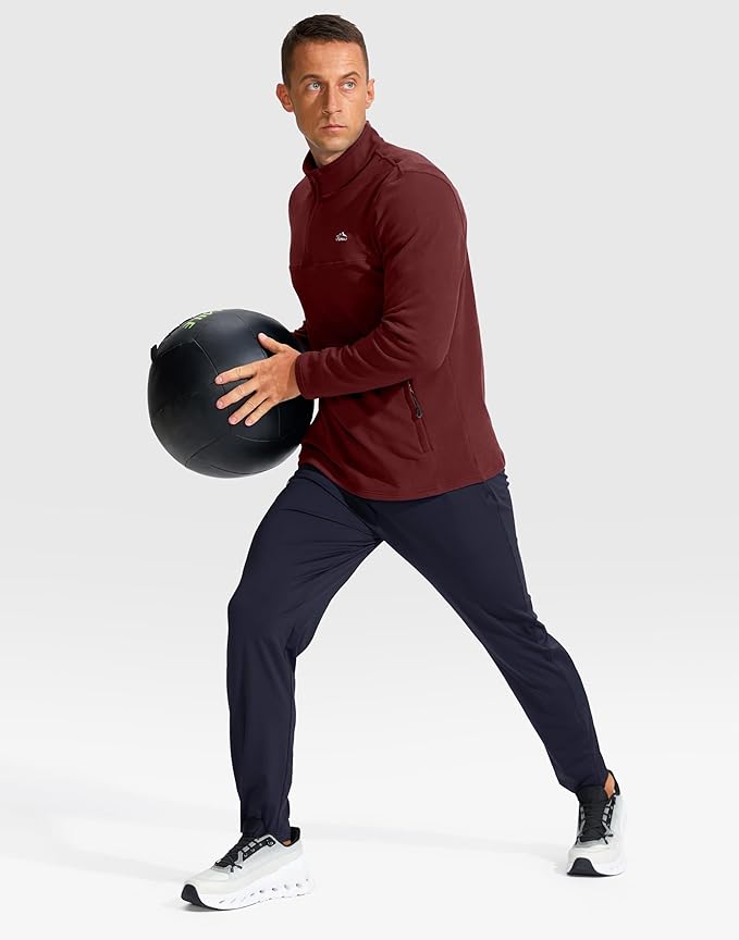 Pudolla Men's Quarter Zip Pullover with 2 Pockets Fleece Warm Soft Golf Sweatshirts for Athletic Workout Running