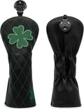 Golf Club Headcover Live Lucky 3 Wood Headcover Magnetic Closure Elegant Embroidery Premium Leather Driver Covers Fairway Wood Covers Hybrid Headcover Shamrock Golf Head Covers