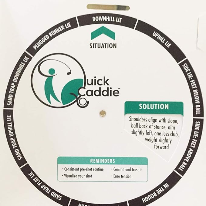 Golf Shot Survival Guide - Golf Bag Tag with Pro Tips for Situational Golf - Waterproof Rotating Wheel Design - Golf Training Aid & Rules Reference - Golf Gift for Men & Women
